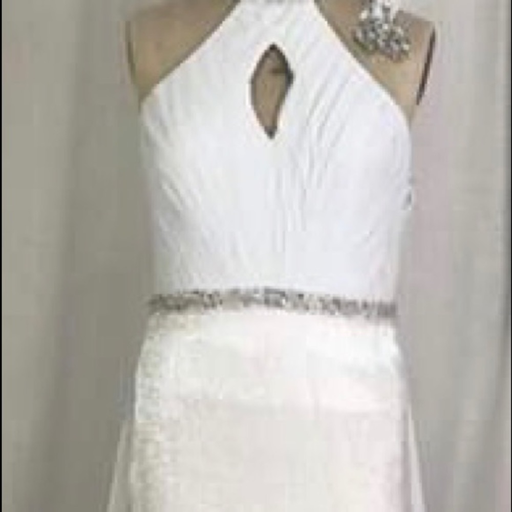 Custom White Liquid Beading Gown